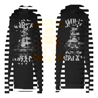 Kinda Fit Sorta Fat Gym Bear Weightlifting Workout Long Sleeve T-Shirt | Mazezy