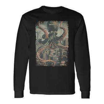 Kraken Del Monstruo Del Pulpo Del Horror Póster Pulpo Camiseta de manga larga - Regaloses