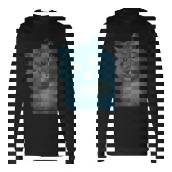 L Wain作 青い猫 長袖Tシャツ - Kawaiitshirt