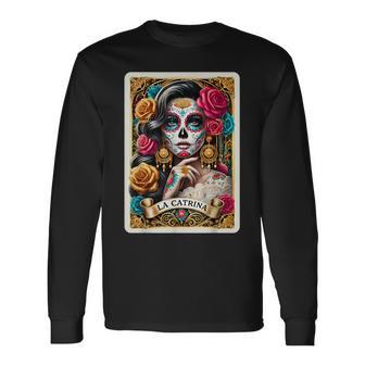 La Catrina Tarot Card Day Of The Dead Dia De Los Muertos Long Sleeve T-Shirt - Thegiftio UK