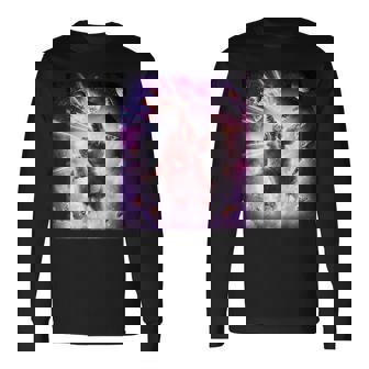 Laser Eyespace Cat ナマケモノ ラマ レインボー 長袖Tシャツ - Kawaiitshirt