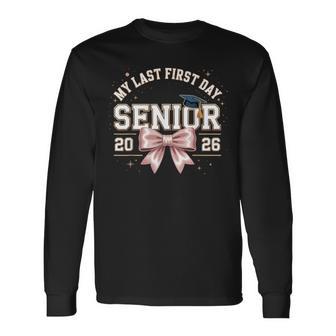 My Last First Day Senior 2026 Coquette Bow Retro Long Sleeve T-Shirt - Thegiftio UK