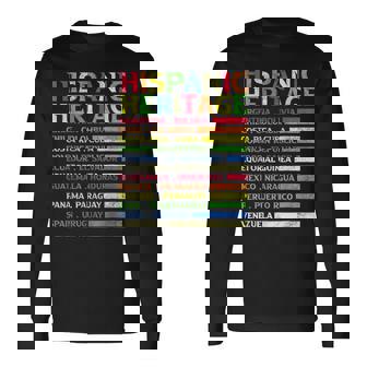 Latin Countries Flag Latino National Hispanic Heritage Month Long Sleeve T-Shirt - Monsterry