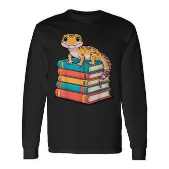Leopard Gecko Book Lover Reading Long Sleeve T-Shirt - Thegiftio UK