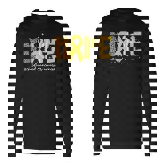 Leopard Hope Gold Ribbon Childhood Cancer Awareness Long Sleeve T-Shirt | Mazezy