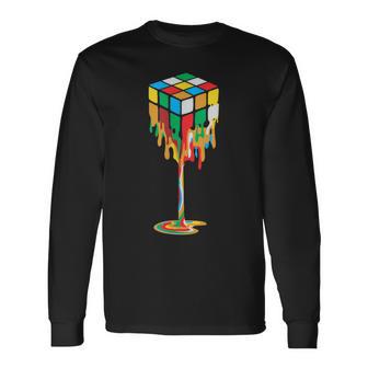 Les Couleurs Fondues Font Tomber Les Cubes De Rubik T-shirt à manches longues - Cadeauxyz