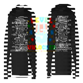 Level 5 Unlocked 5Th Birthday Super Gamer Gaming Theme Party Long Sleeve T-Shirt - Thegiftio