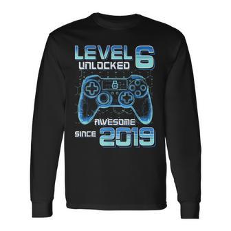 Level 6 Unlocked Video Game Party 6Th Birthday Gamer Boys Long Sleeve T-Shirt - Thegiftio UK