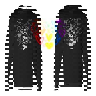 Lgbtq レインボーフラッグハート Lgbtqia バレンタインデー プライドムーン 長袖Tシャツ - Kawaiitshirt