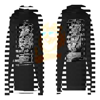 Lion Safari Sunglasses Lion Long Sleeve T-Shirt - Monsterry