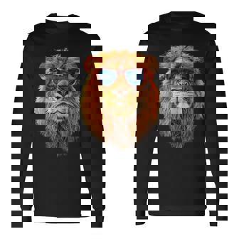 Lion Wearing Sunglasses Africa Graphic Long Sleeve T-Shirt - Thegiftio