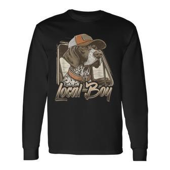 Local Boy Hunting Dog Retro Southern Country Pride Vintage Long Sleeve T-Shirt - Thegiftio UK