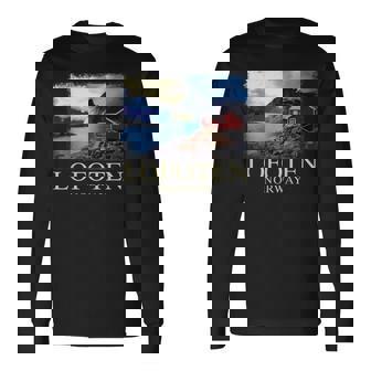 Lofoten ノルウェー キャビン ノルディック フィヨルド ベルゲン オーロラ 長袖Tシャツ - Kawaiitshirt