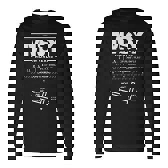 Louis Armstrong Aeropuerto Internacional De Nueva Orleans Louisiana Msy Camiseta de manga larga - Regaloses