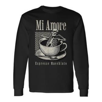 I Love Espresso Macchiato Mi Amore Caffeine Lover Camiseta de manga larga - Regaloses