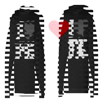 I Love Fk Initials I Heart FK First Last Name F K 長袖Tシャツ - Kawaiitshirt