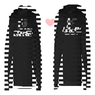 I Love Grace I Heart Grace ファーストネーム グレース ジョーク 面白い 長袖Tシャツ - Kawaiitshirt