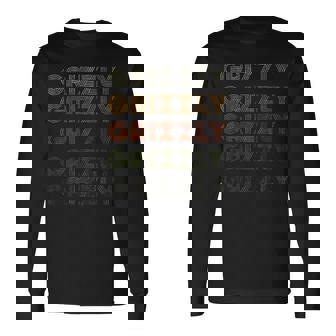 Love Heart Grizzly グランジ ビンテージスタイル ブラック グリズリー 長袖Tシャツ - Kawaiitshirt