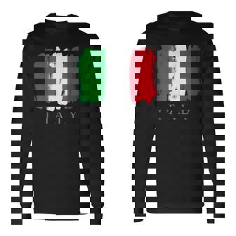 I Love Italy 、クールでキュートなイタリア国旗グラフィックデザイン 長袖Tシャツ - Kawaiitshirt