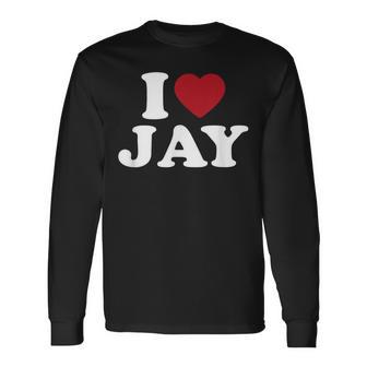 I Love Jay I Heart Jay レッドハート 長袖Tシャツ - Kawaiitshirt