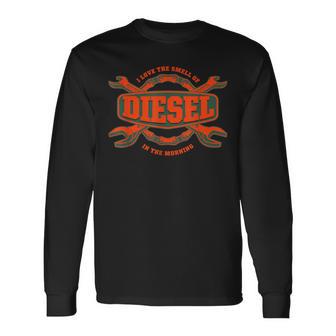 I Love Themell Of Diesel 車 メカニックオートサービスマン 長袖Tシャツ - Kawaiitshirt