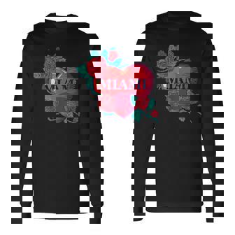 I Love Miami Miami Love Heart & Roses Illustration Graphic 長袖Tシャツ - Kawaiitshirt