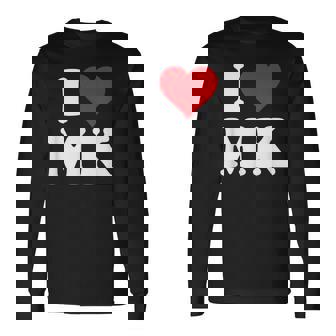 I Love Mk Initials I Heart MK First Last Name M K Long Sleeve T-Shirt - Thegiftio