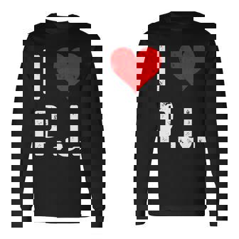 I Love Pj PJ ハート アンティーク調 長袖tシャツ 長袖Tシャツ - Kawaiitshirt