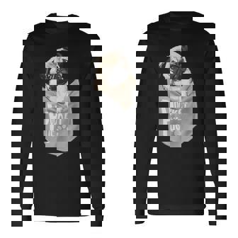 Love Pugs かっこいいポケットパグ ペット 犬 グラフィックデザイン 長袖Tシャツ - Kawaiitshirt