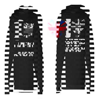 I Love United Kingdom ハートフラッグ イギリス Uk グレートブリテン 長袖Tシャツ - Kawaiitshirt