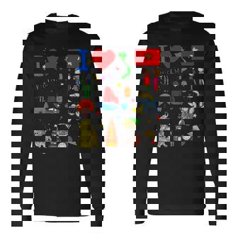 I Loveietnam手描き ベトナムのランドマーク、旗、地図 長袖Tシャツ - Kawaiitshirt