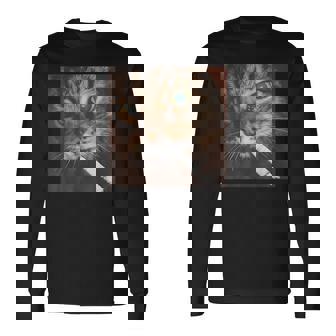 Lustige Rauchende Katze Zigarette Kitty Gen Z Meme Katzenliebhaber Langarmshirts - Geschenkecke