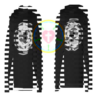 Lutheran Church Luther Roseeal ロゴ エンブレム 長袖Tシャツ - Kawaiitshirt