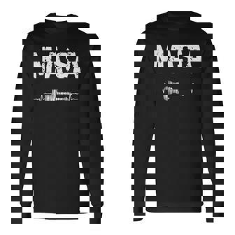 Masa ギター ハートビート 音楽 ギタリスト レトロ ヴィンテージ 長袖Tシャツ - Kawaiitshirt