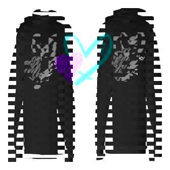 You Matter Teal And Purple Heart Semicolon Mental Health Long Sleeve T-Shirt | Mazezy