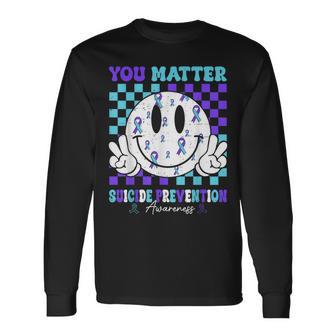 You Matter Teal Purple Ribbon Suicide Prevention Awareness Long Sleeve T-Shirt - Thegiftio UK