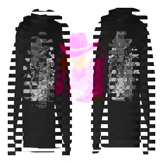 Melanin Cowgirl Western Boots Afro Western Rodeo Long Sleeve T-Shirt - Thegiftio