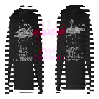 Mele Kalikimaka フラミンゴ ハワイ トロピカルファミリー 長袖Tシャツ - Kawaiitshirt