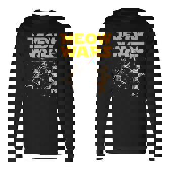 Meow Wars 猫好きのための面白いグラフィック 長袖Tシャツ - Kawaiitshirt