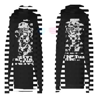 'Merica Patriotic Golden Retriever Dog 4Th Of July Long Sleeve T-Shirt | Mazezy