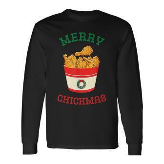 Merry Chickmas フライドチキン 面白い クリスマス フライドチキン 長袖Tシャツ - Kawaiitshirt