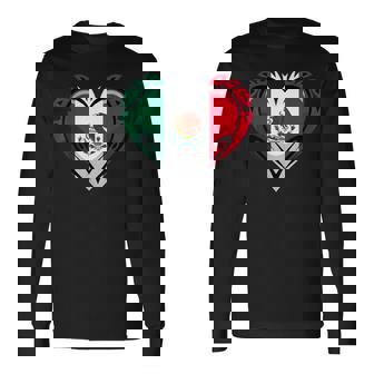 Mexico Flag Heart Mexican Long Sleeve T-Shirt - Thegiftio