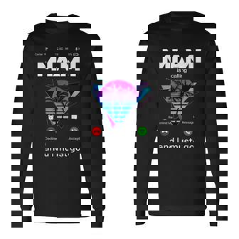 Miami Is Calling & I Must Go Illustration Graphic s 長袖Tシャツ - Kawaiitshirt