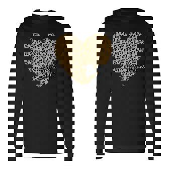 Be Mine ヒョウ柄 ハート 長袖Tシャツ - Kawaiitshirt