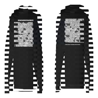 Monotone Aperiodic モノタイルカラー グレータイルパターン 長袖Tシャツ - Kawaiitshirt