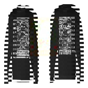 The Monster Frankenstein And Bride The Lovers Tarot Card Long Sleeve T-Shirt - Monsterry