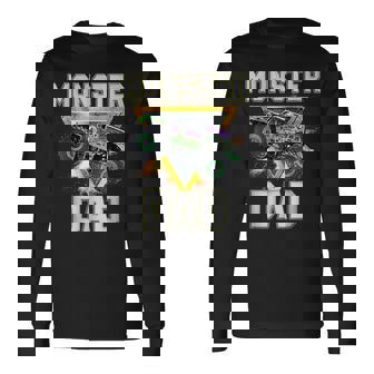 Monster Truck Dad Family Birthday Party Father's Day Long Sleeve T-Shirt | Mazezy