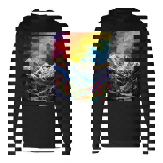 Montañas Abstracto Colorido Pintura Naturaleza Arte Montañas Camiseta de manga larga - Regaloses