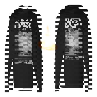 Nasa スペースシャトル打ち上げカラーの黒と白のワームロゴ 長袖Tシャツ - Kawaiitshirt