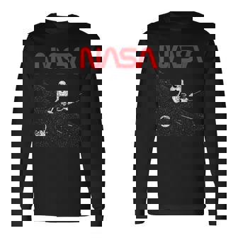 Nasaの宇宙飛行士の掃除機の星のワームのロゴが面白い 長袖Tシャツ - Kawaiitshirt